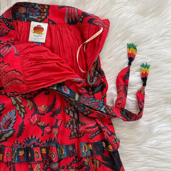 NWT!!! FARM Rio Floral Red Maxi Tiered Skirt Size M - Picture 6 of 13